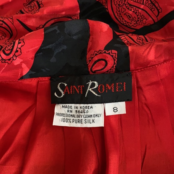 {VTG} Saint Romei | Silk Floral Open Front Tie Puff Sleeve Kimono Tunic Top 8 - Picture 12 of 16